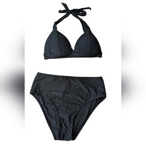 Cupshe 2 Piece Black Bikini Swimsuit Women's Size Medium New With Tags Tie Back